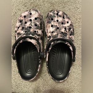 Pink/purple tie dye crocs